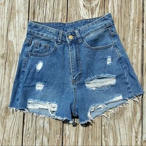 High rise jean shorts